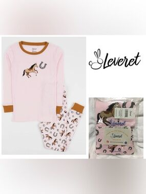 🆕LEVERET - 18/24M - NWT - INFANT GIRLS 2PC PINK HORSE PJS